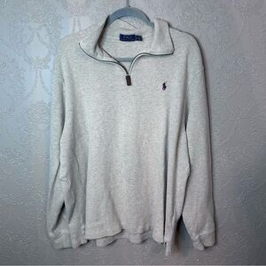 Polo Ralph Lauren 1/4 zip pullover cream 100% cotton sweater great condition xlt